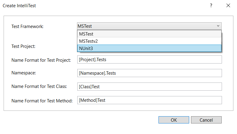 Selecting NUnit